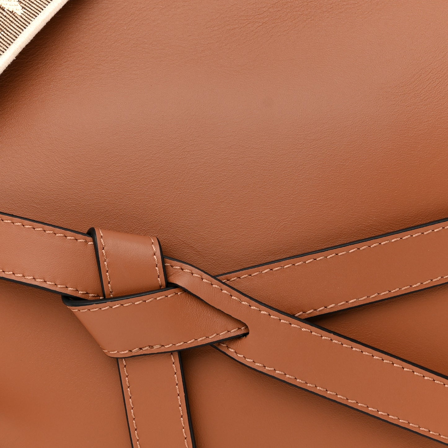 Calfskin Jacquard Small Gate Dual Bag Tan