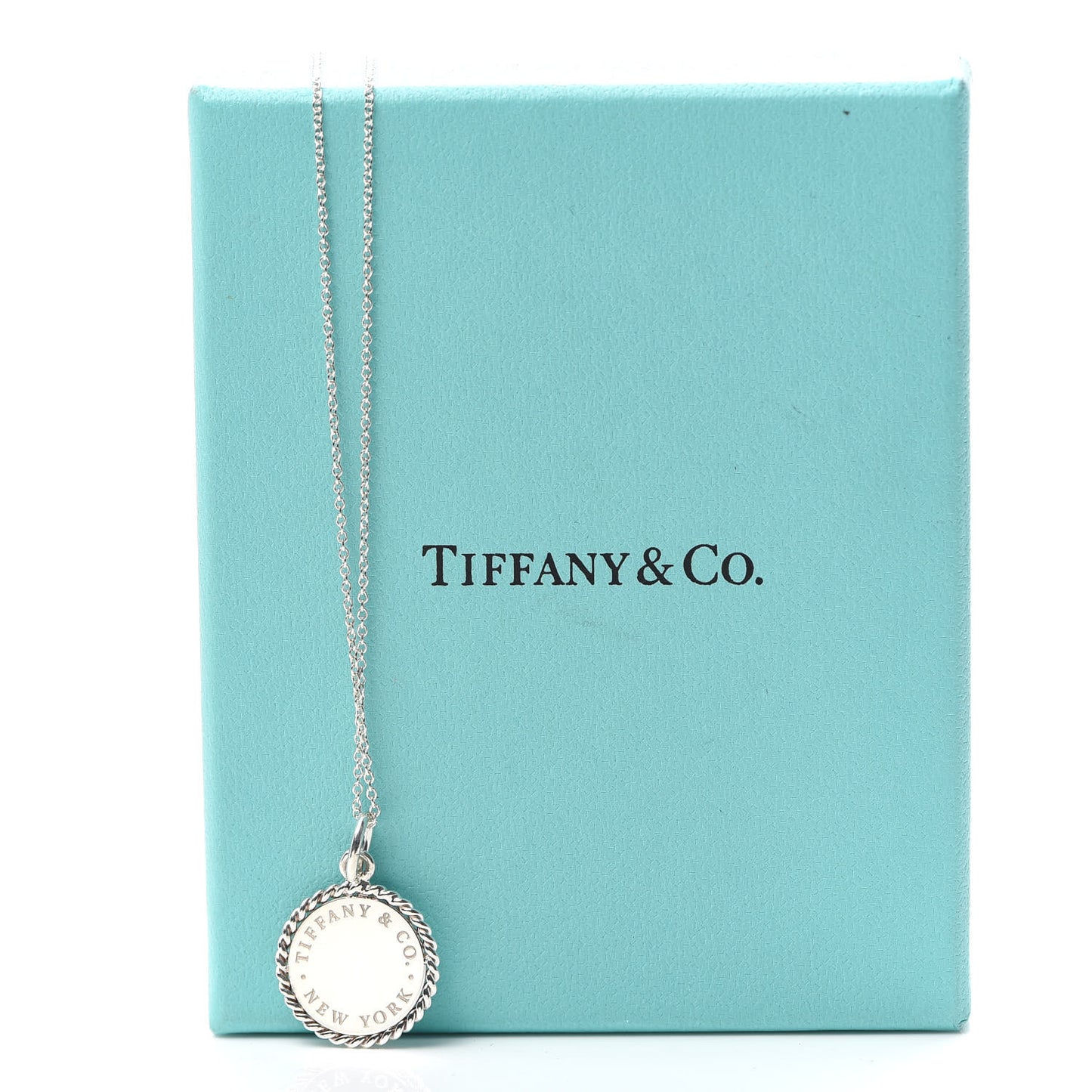 Sterling Silver Twist Round Charm Necklace