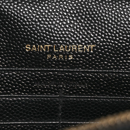 Saint Laurent Grain De Poudre Matelasse Chevron Monogram Envelope Chain Wallet Black 6 of 14
