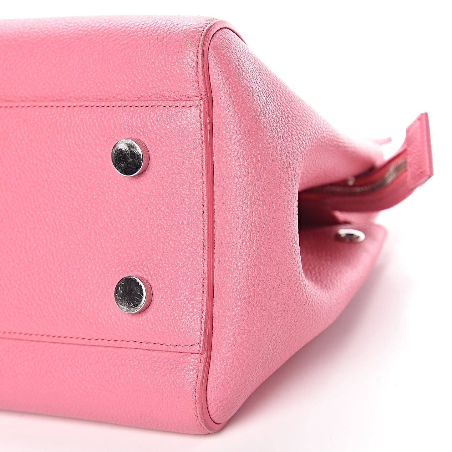 Grained Calfskin Small Cabas Rive Gauche Rose Clair