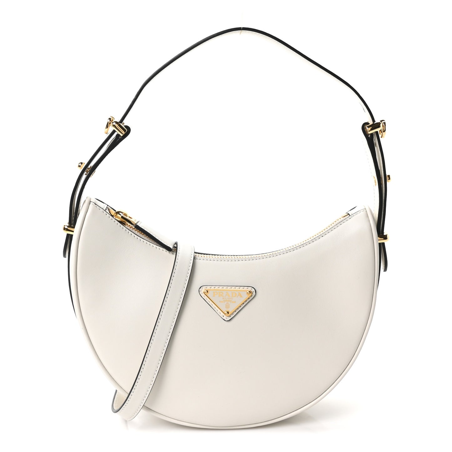 Soft Calfskin Arque Shoulder Bag White