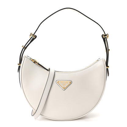 Prada Soft Calfskin Arque Shoulder Bag White 1 of 10