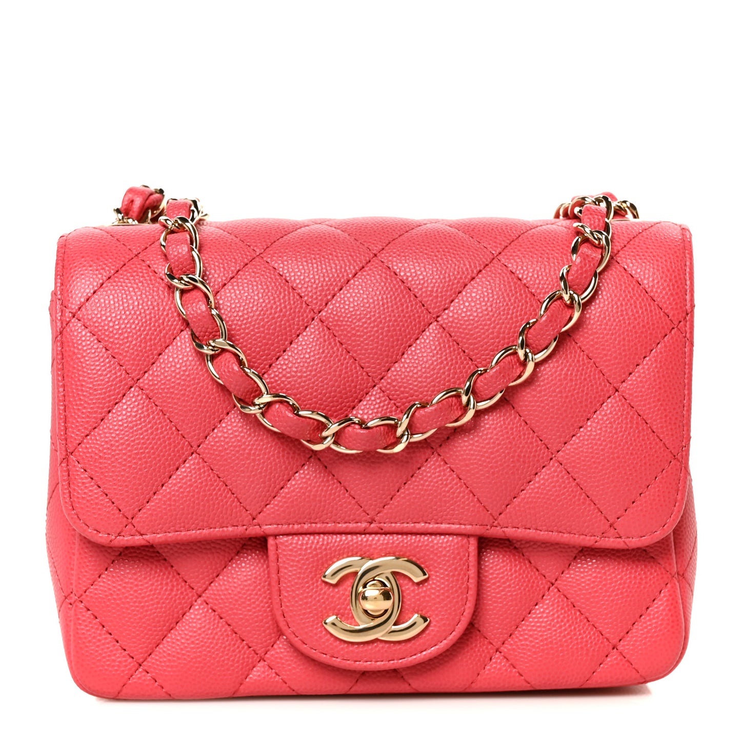 Caviar Quilted Mini Square Flap Pink