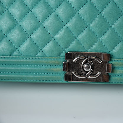 Chanel Calfskin Quilted Large Boy Flap Green 14 of 23