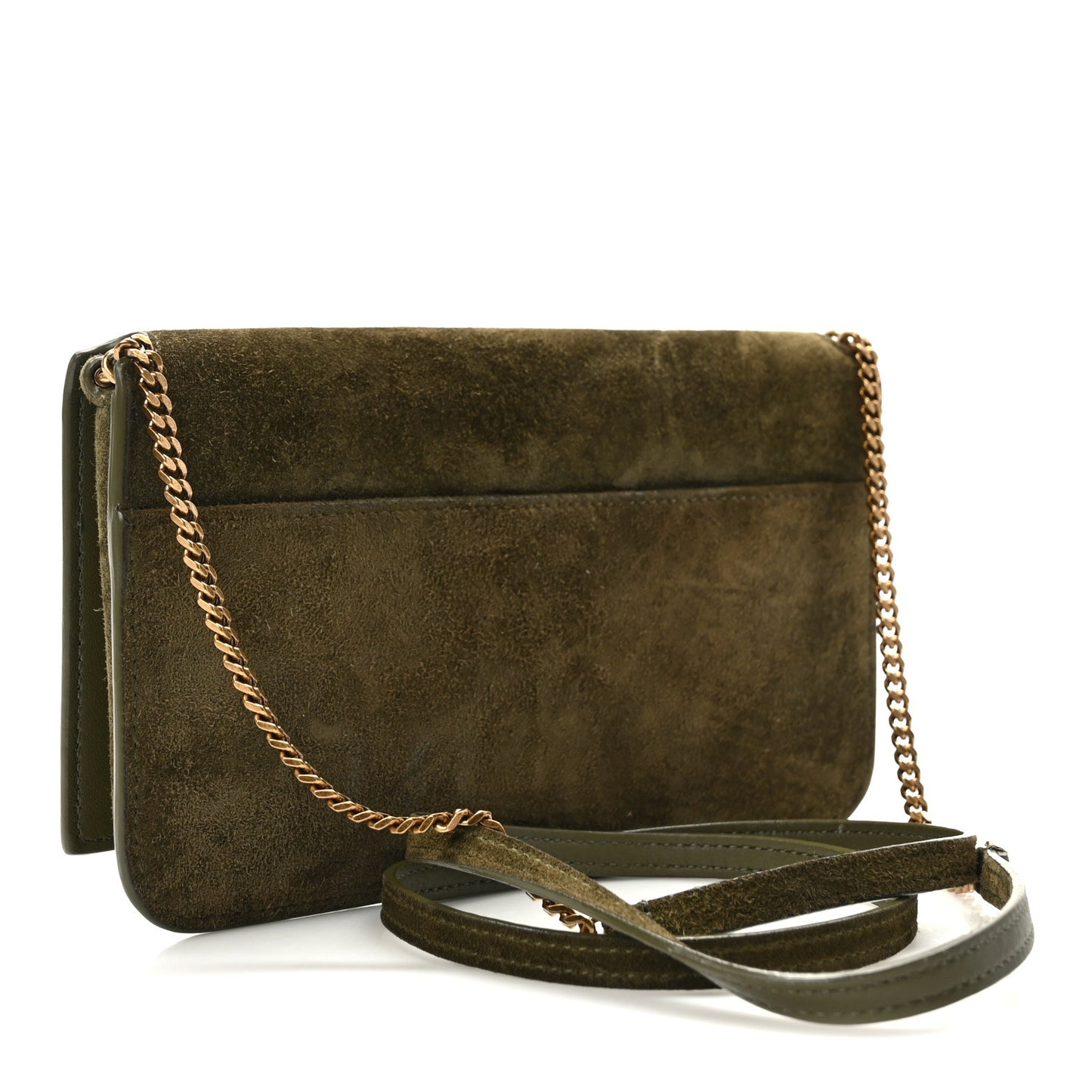 Suede Monogram Phone Holder Crossbody Loden Green