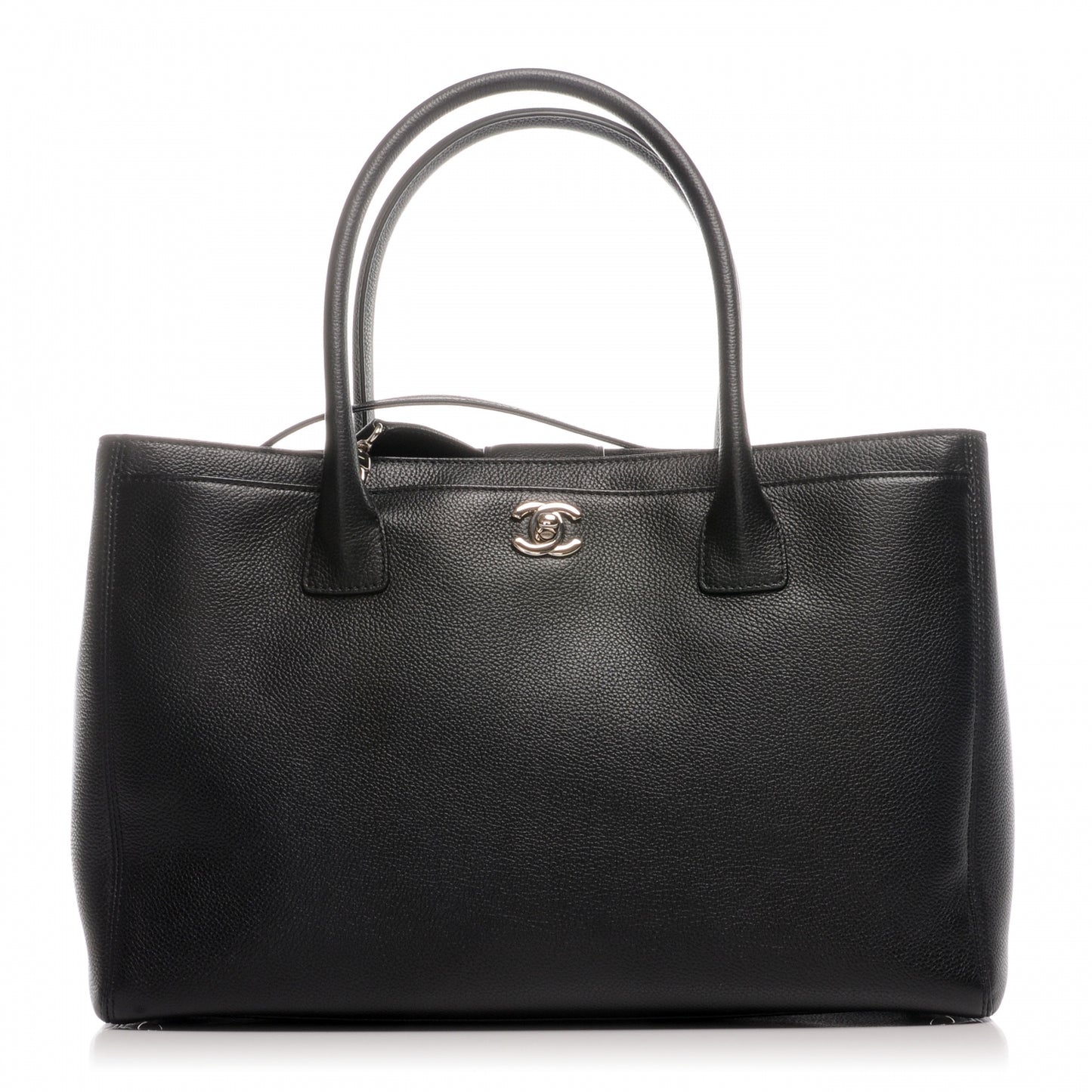 Calfskin Cerf Executive Shopper Tote Black