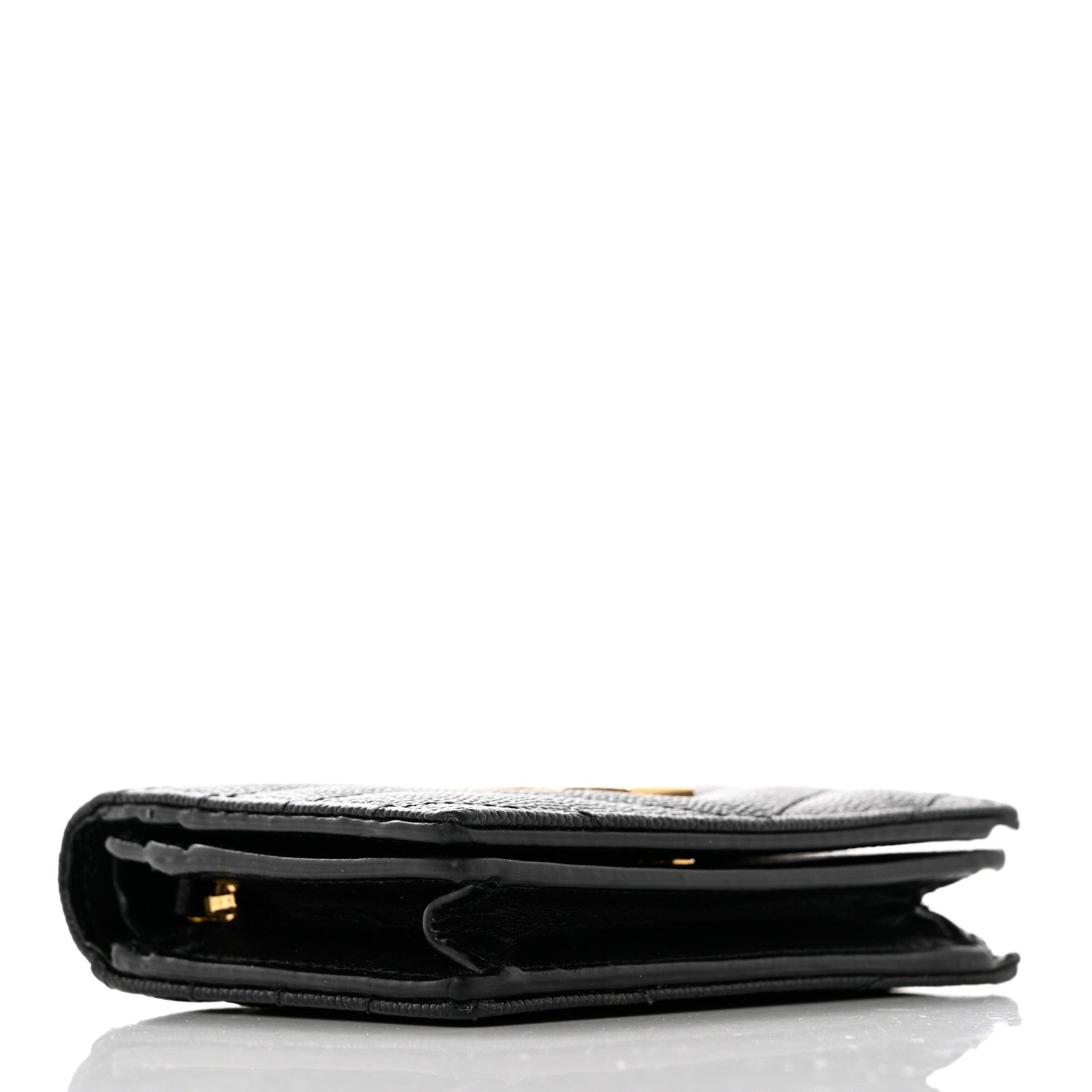 Saint Laurent Grain De Poudre Matelasse Chevron Monogram Card Case Black 3 of 7