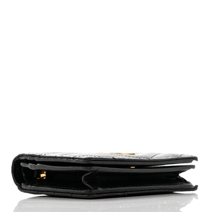 Saint Laurent Grain De Poudre Matelasse Chevron Monogram Card Case Black 3 of 7