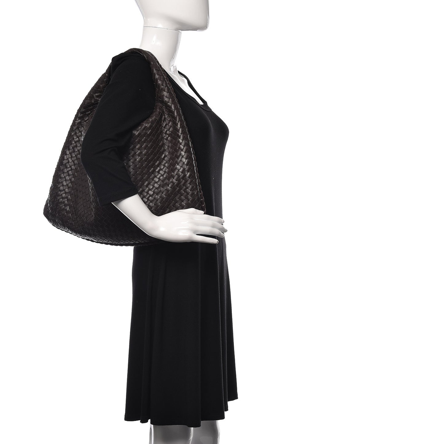 Nappa Intrecciato Large Veneta Hobo Ebano
