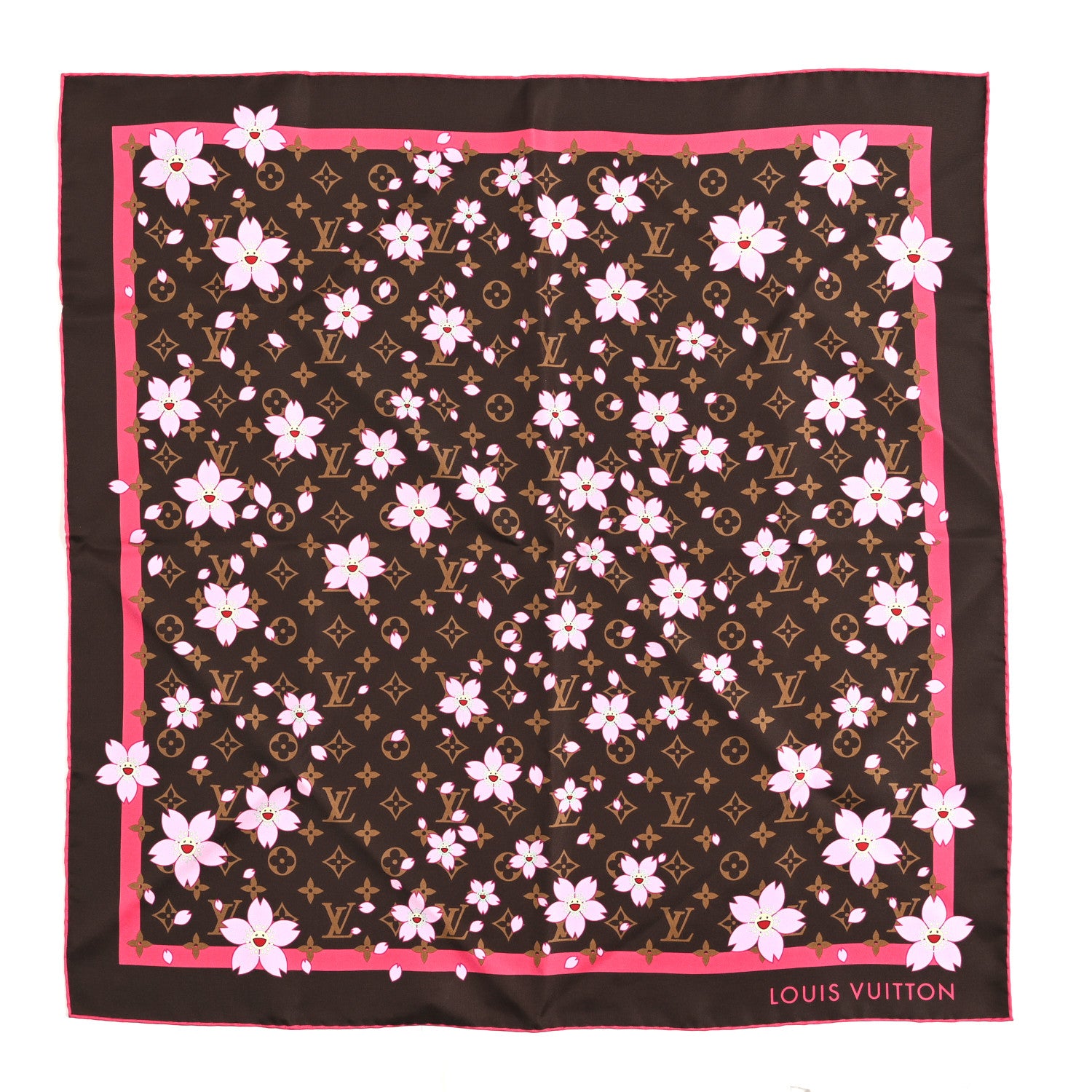 Louis Vuitton LV X TM Silk Cotton Monogram Cherry Blossom Square