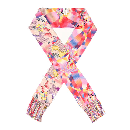 Hermes Silk Marble Fringed Muffler Rose Multicolor 1 of 3