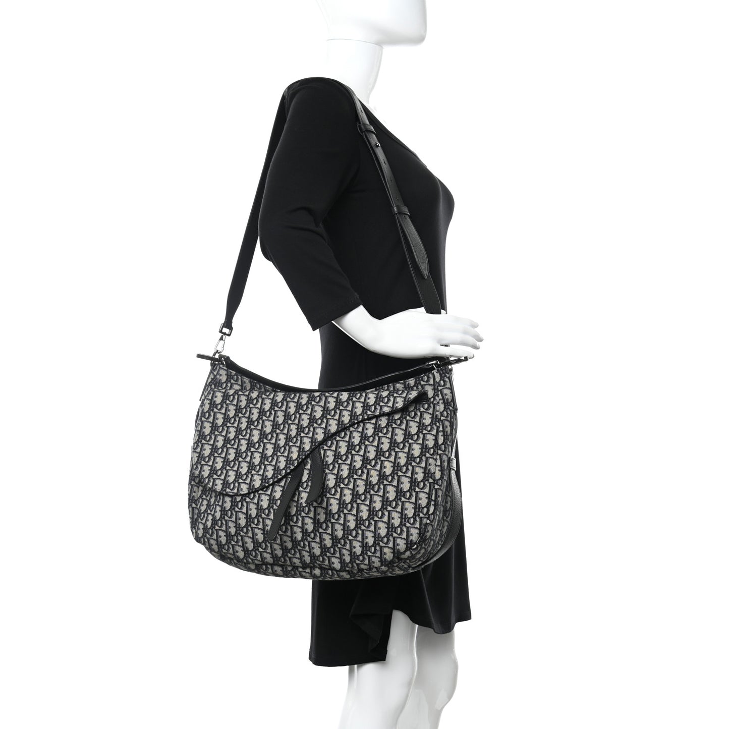 Oblique Soft Saddle Bag Beige Black