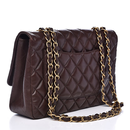 Chanel Lambskin Quilted Jumbo Single Flap Dark Brown 3 of 13