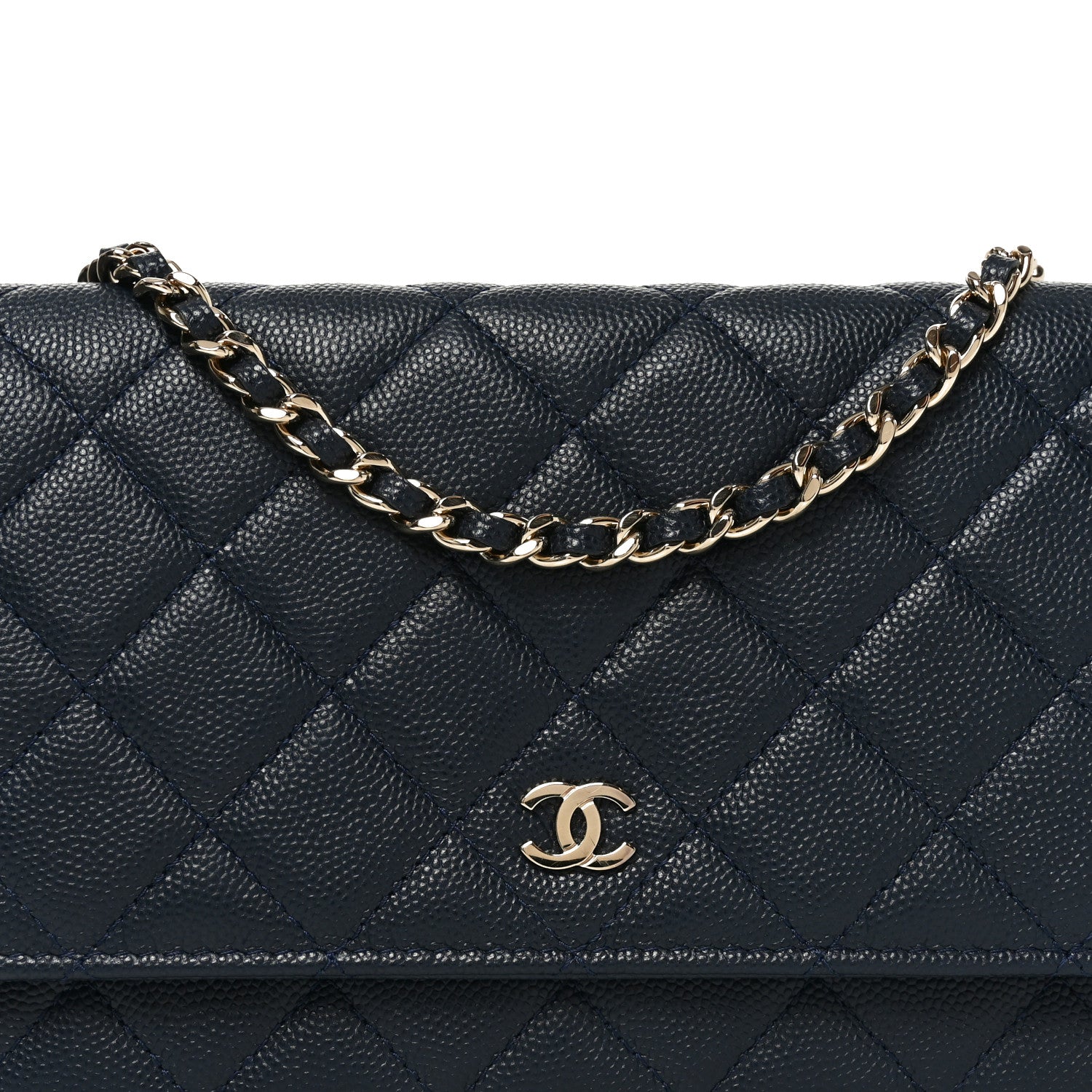 Chanel Caviar Quilted Wallet on Chain WOC Navy Blue 9 of 12