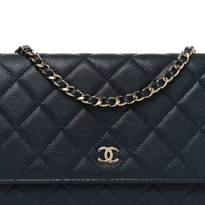 Chanel Caviar Quilted Wallet on Chain WOC Navy Blue 9 of 12