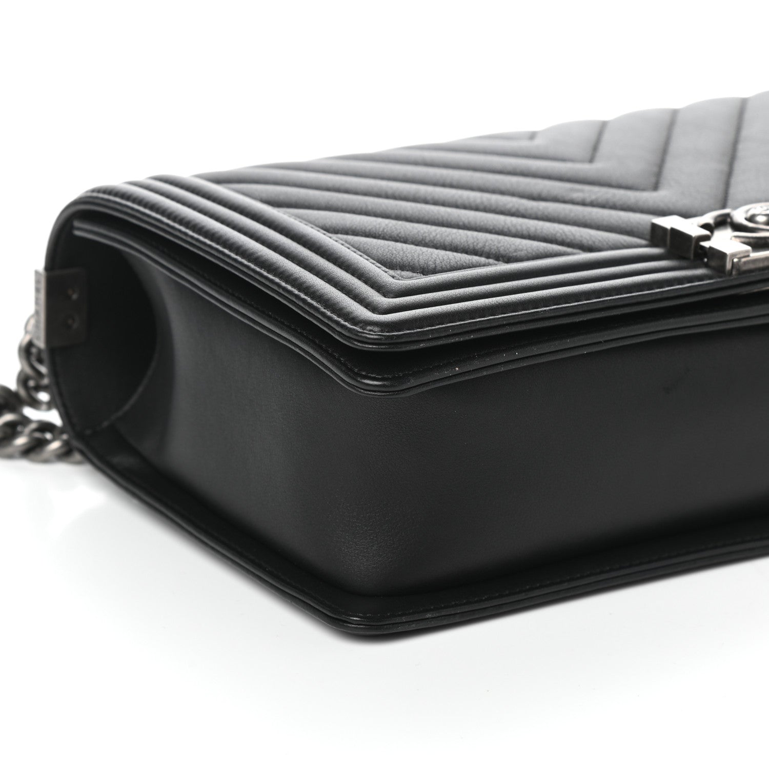 Chanel Calfskin Chevron Quilted New Medium Boy Flap Black 9 of 10