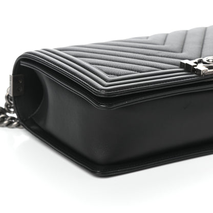 Chanel Calfskin Chevron Quilted New Medium Boy Flap Black 9 of 10