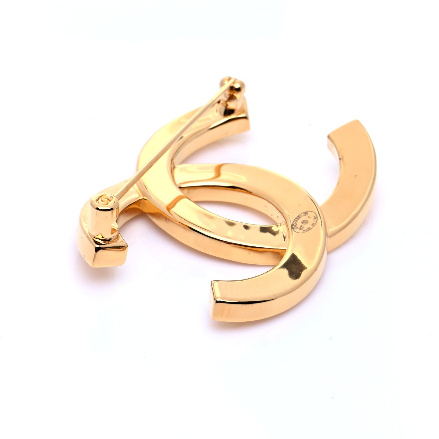Metal Paris Button CC Large Brooch Gold