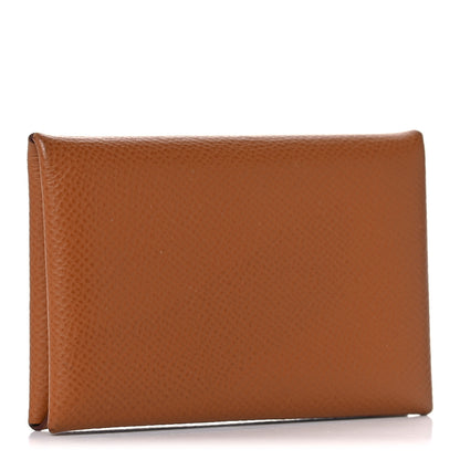 Hermes Epsom Calvi Card Case Gold 3 of 9