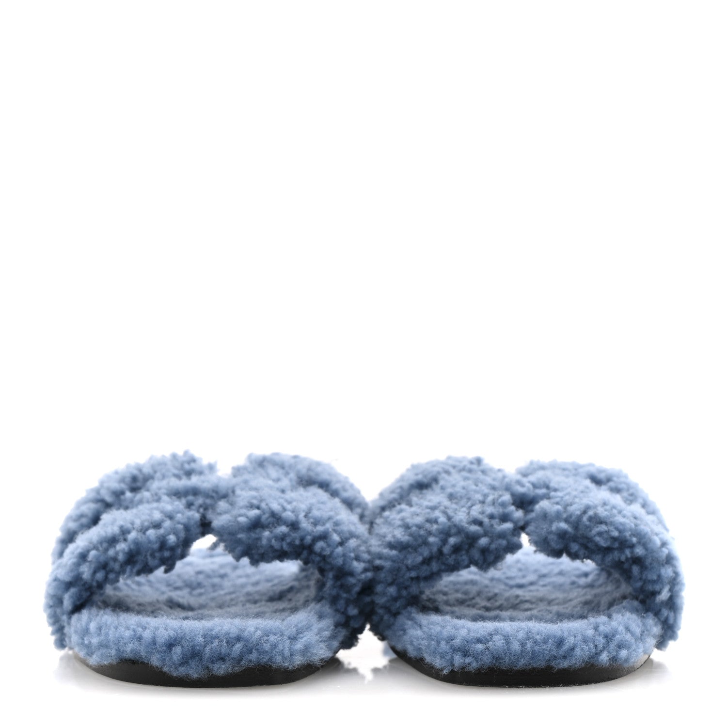 Hermes Woolskin Oran Sandals 38.5 Bleu 3 of 9