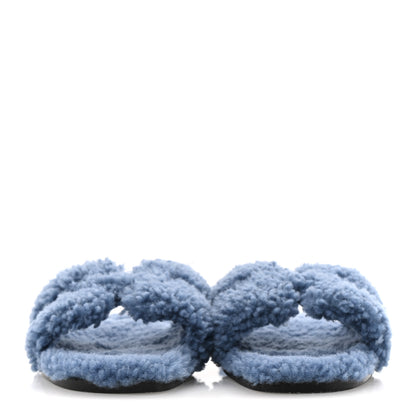 Hermes Woolskin Oran Sandals 38.5 Bleu 3 of 9