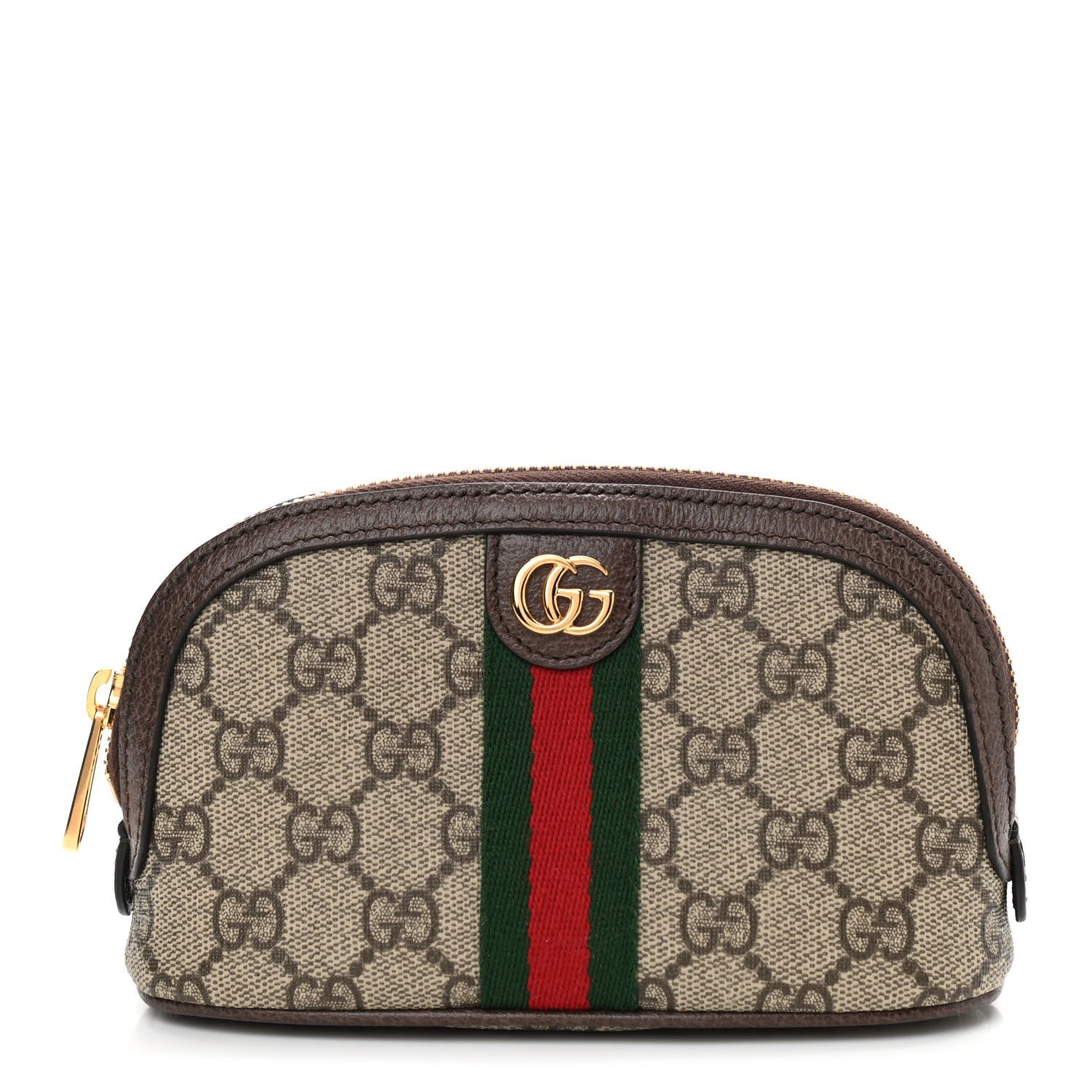 Gucci GG Supreme Monogram Textured Calfskin Web Medium Ophidia Cosmetic Case Beige Ebony New Acero 1 of 8