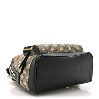 Gucci GG Supreme Monogram Bees Print Small Day Backpack Beige Oro Black 4 of 10