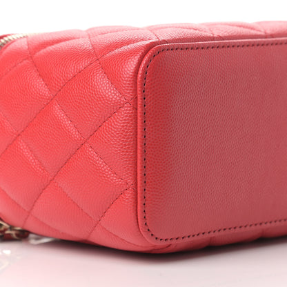 Chanel Caviar Quilted Small Vanity Case With Chain Red 8 of 9