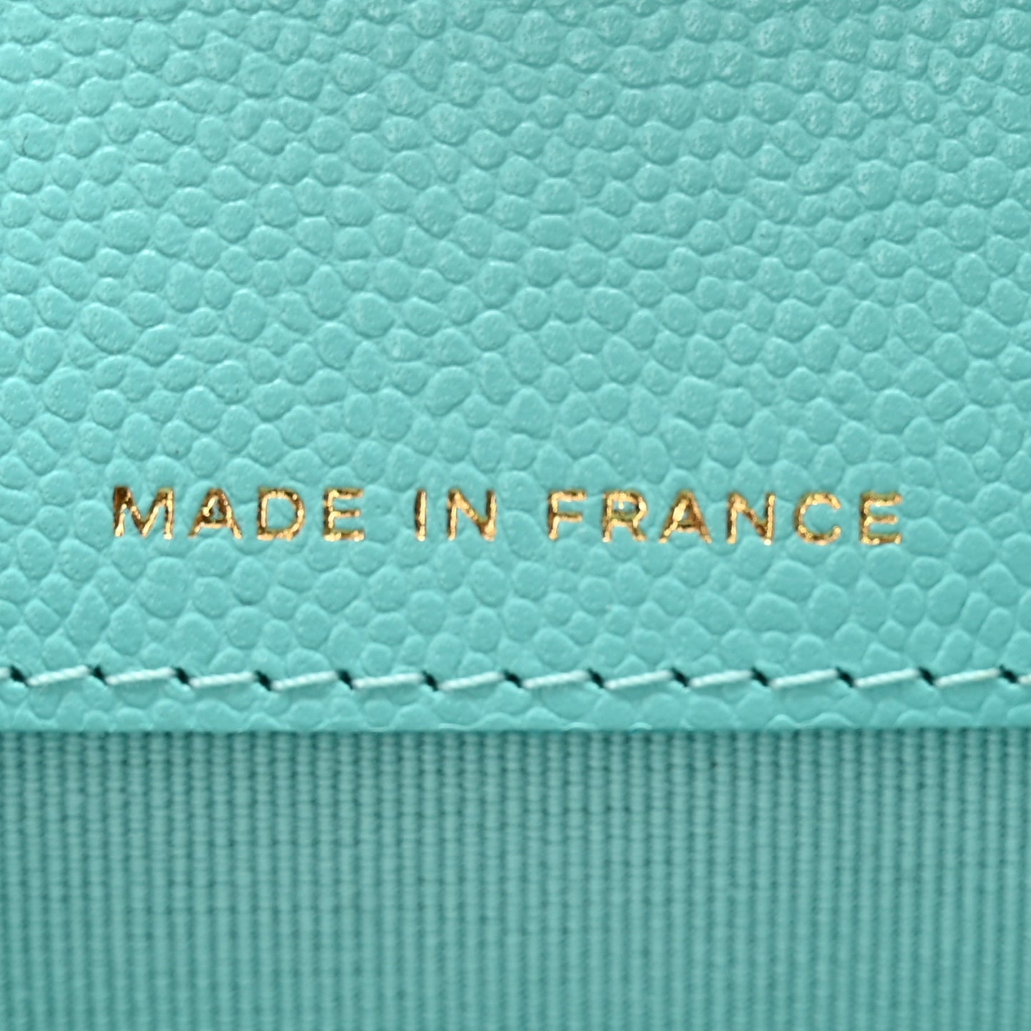 Caviar Quilted Flap Card Holder Wallet Turquoise