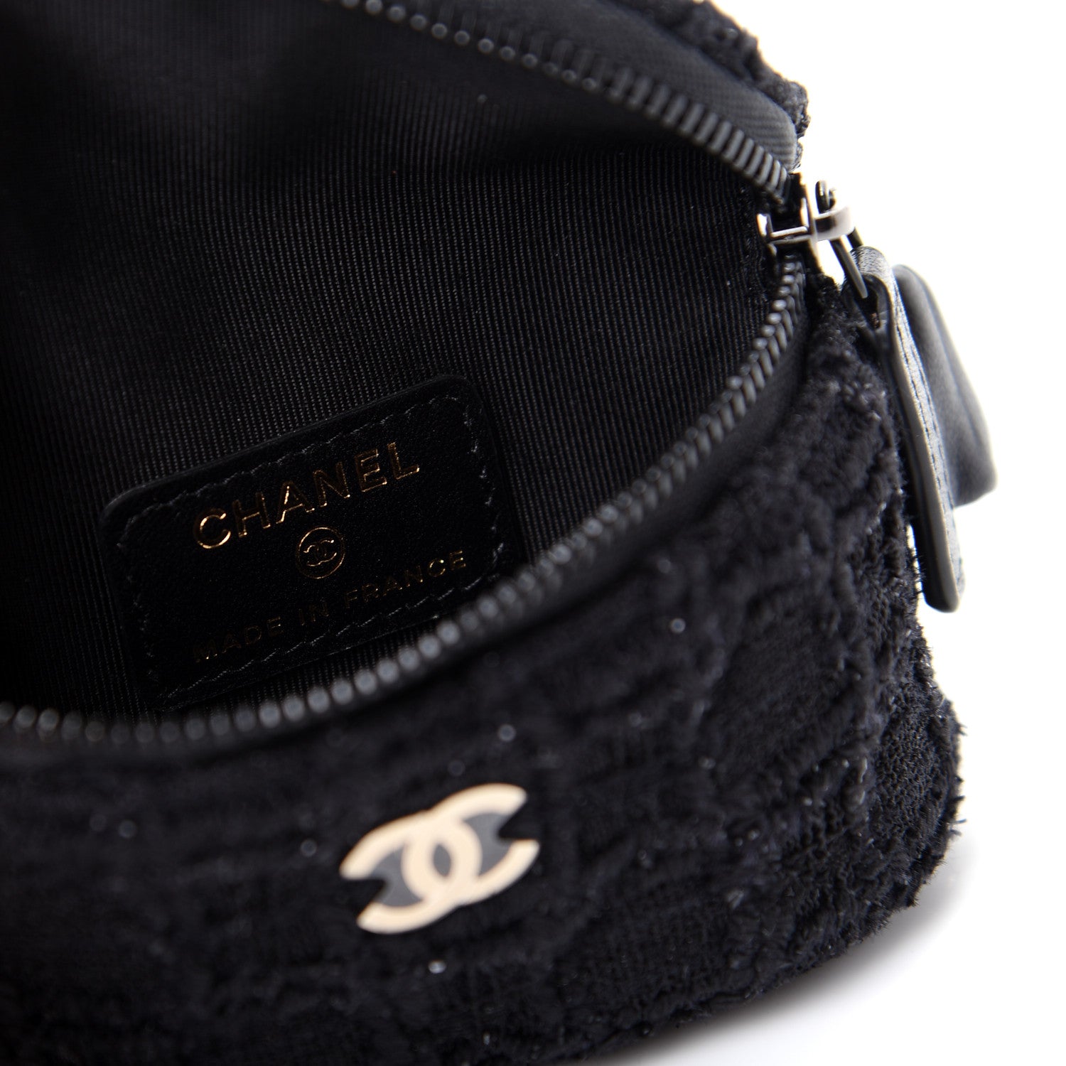 Chanel Tweed Lambskin Quilted Arm Coin Purse Black 5 of 7