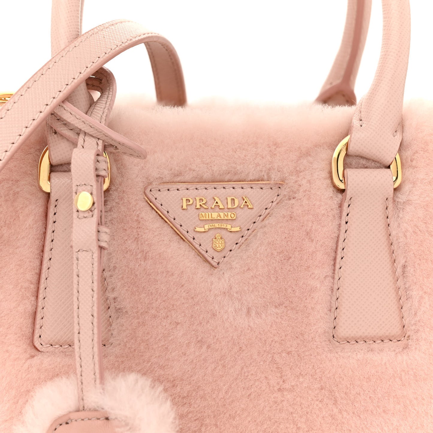 Shearling Mini Galleria Double Zip Tote Orchidea