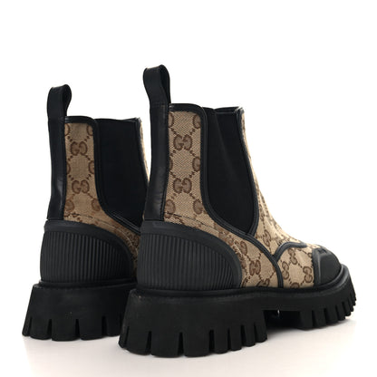 Gucci GG Supreme Monogram Ankle Booties 39 Beige Ebony Black 5 of 8