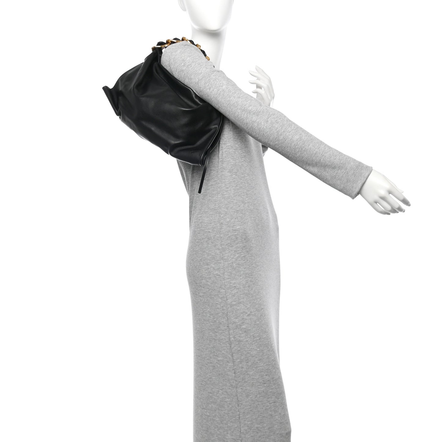 Calfskin Small Swan Chain Shoulder Bag Black