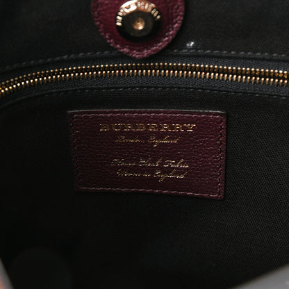 Burberry Grainy Calfskin House Check Medium Banner Tote Mahogany Red 7 of 12
