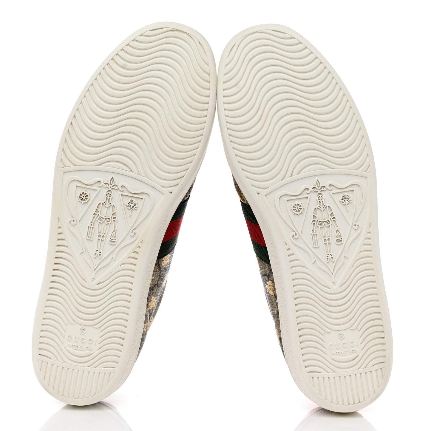 GG Supreme Monogram Bees Ayers Web Womens Ace Sneakers 38.5 Beige Oro Green Red