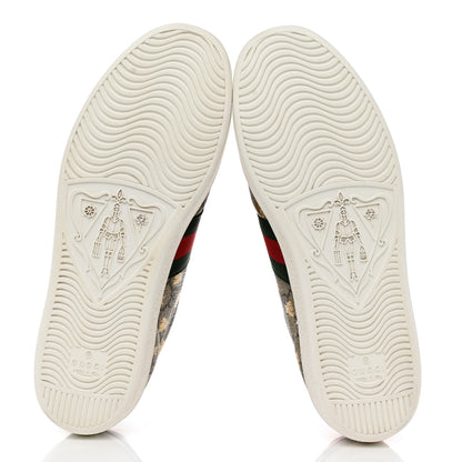 Gucci GG Supreme Monogram Bees Ayers Web Womens Ace Sneakers 38.5 Beige Oro Green Red 5 of 9
