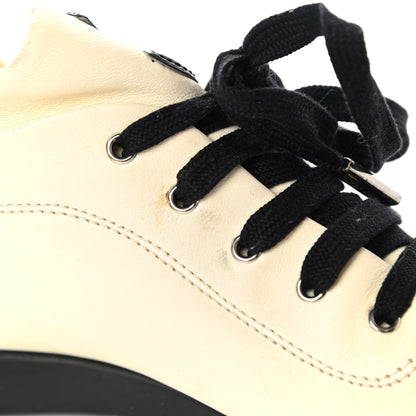 Chanel Lambskin Patent Cap Toe CC Sneakers 39 White Black 12 of 15