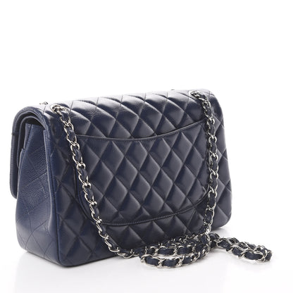 Chanel Caviar Quilted Jumbo Double Flap Navy Blue 2 of 9