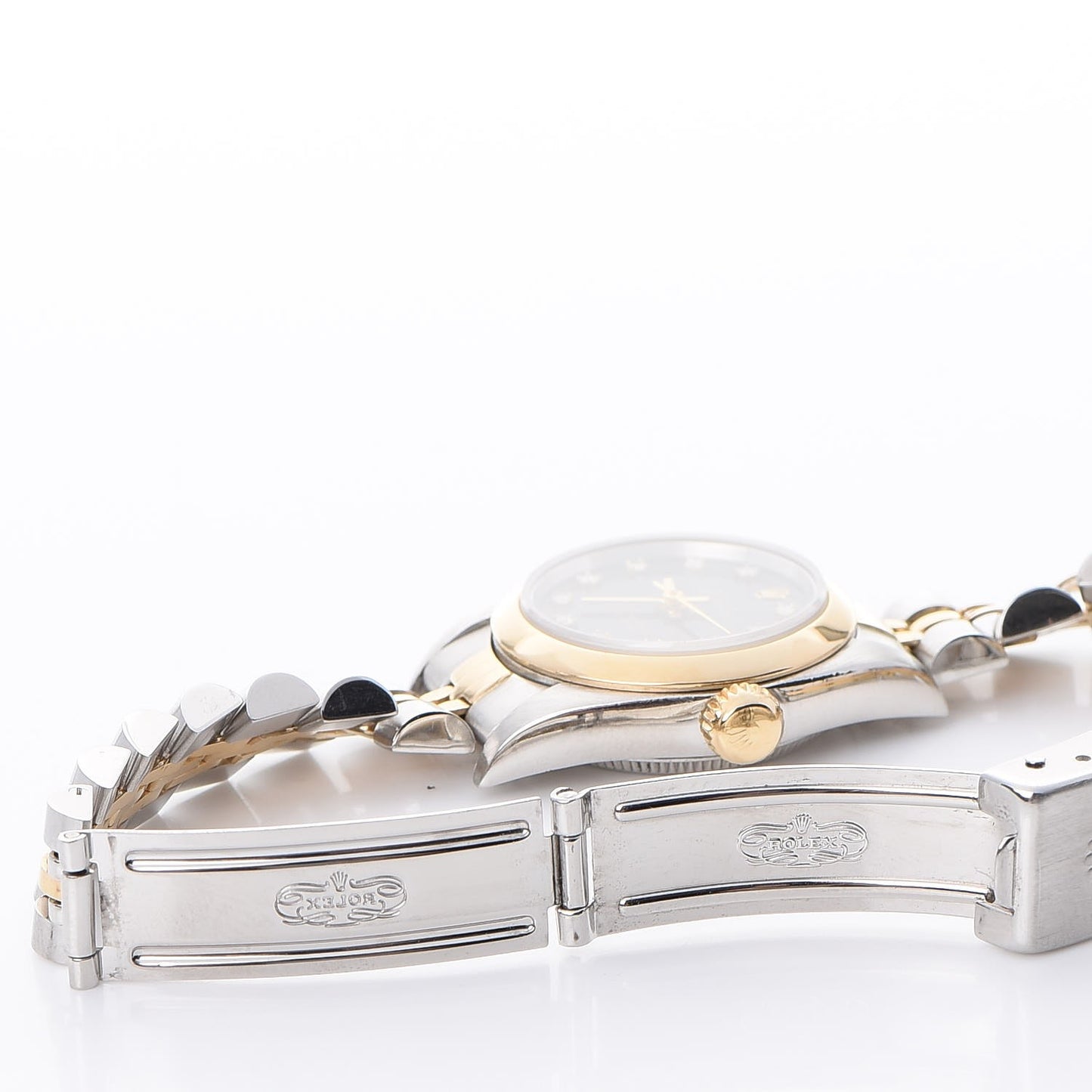 Stainless Steel 18K Yellow Gold Diamond 26mm Oyster Perpetual Datejust Watch Black 67193