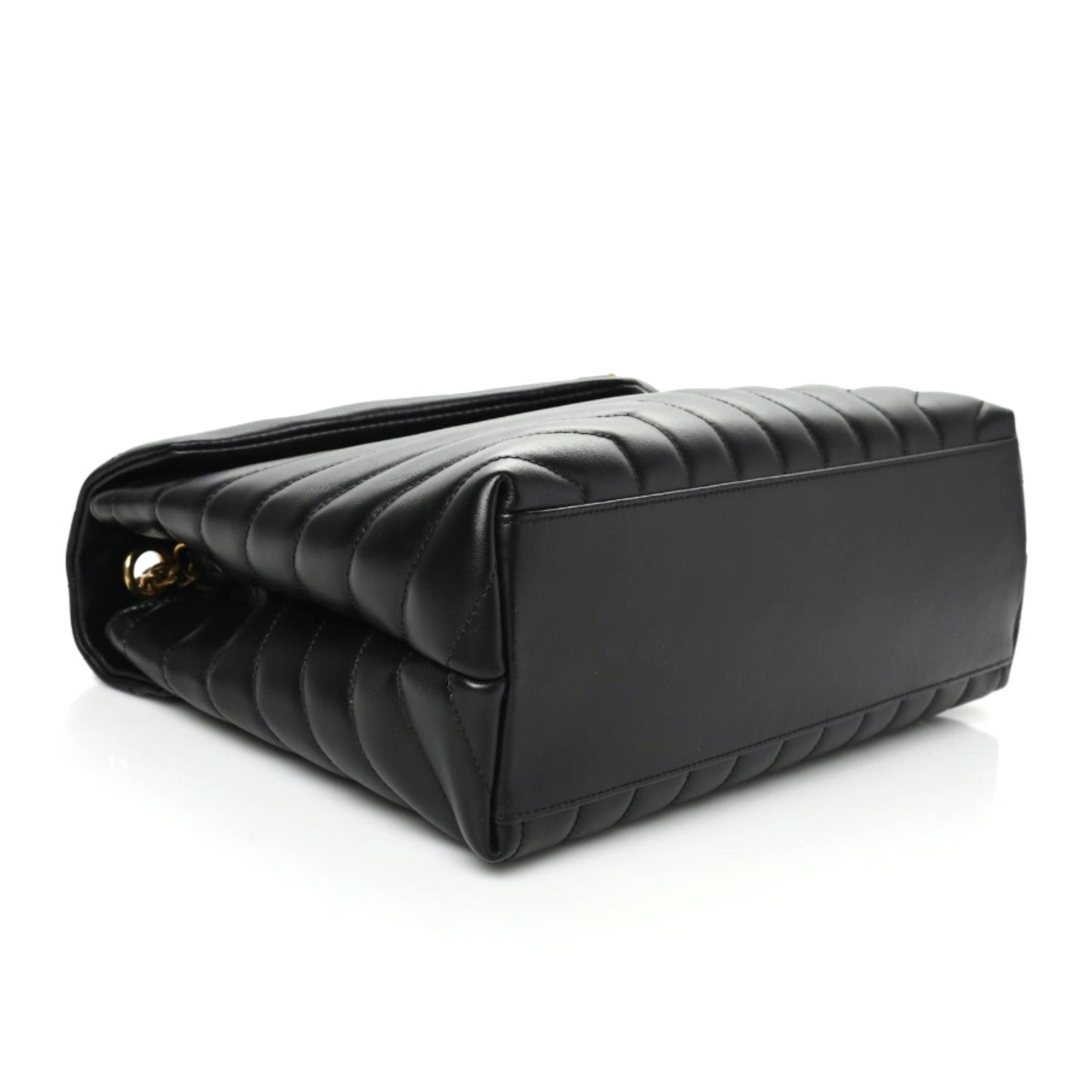 Calfskin Y Quilted Monogram Medium Loulou Chain Satchel Black