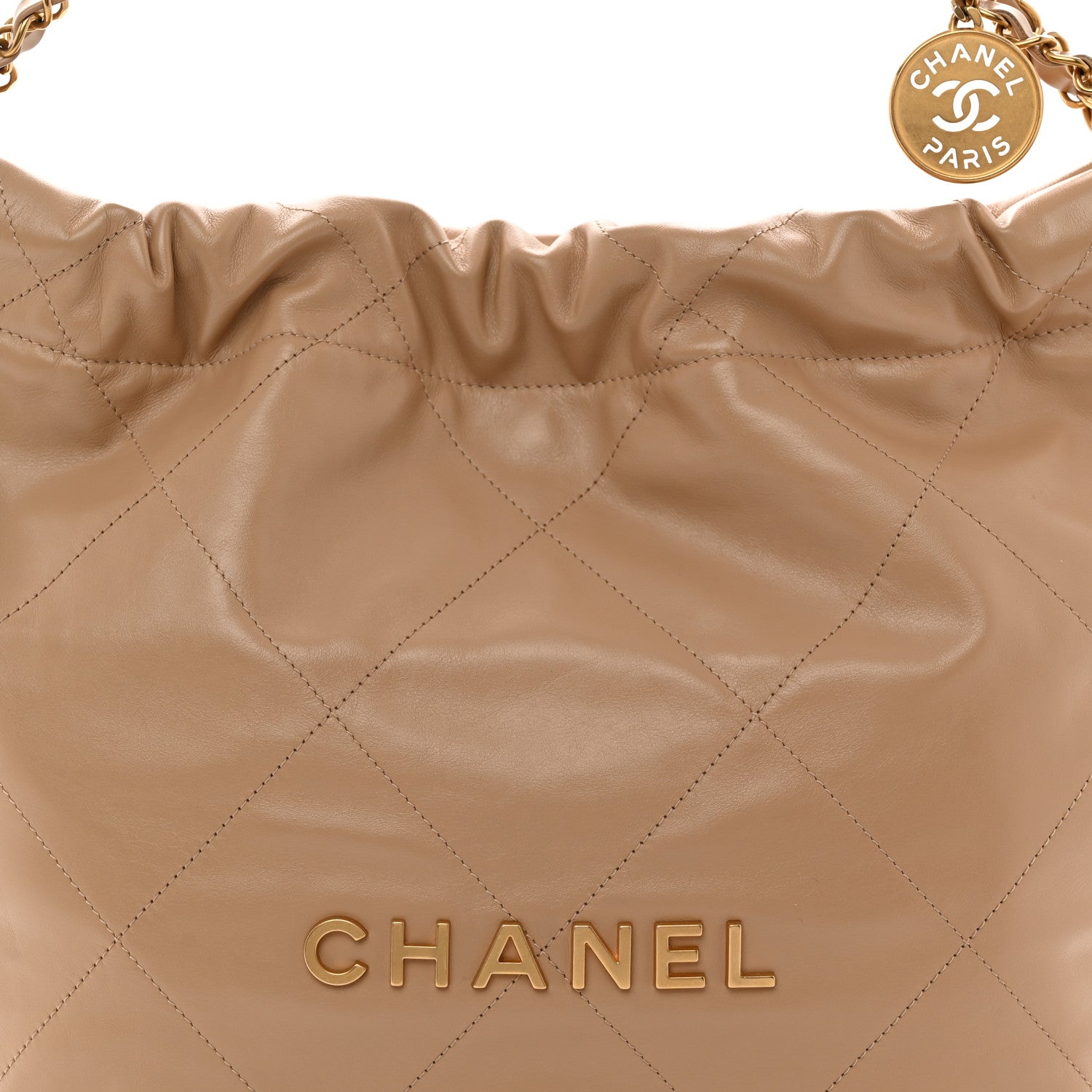Chanel Shiny Calfskin Quilted Small Chanel 22 Beige 9 of 12