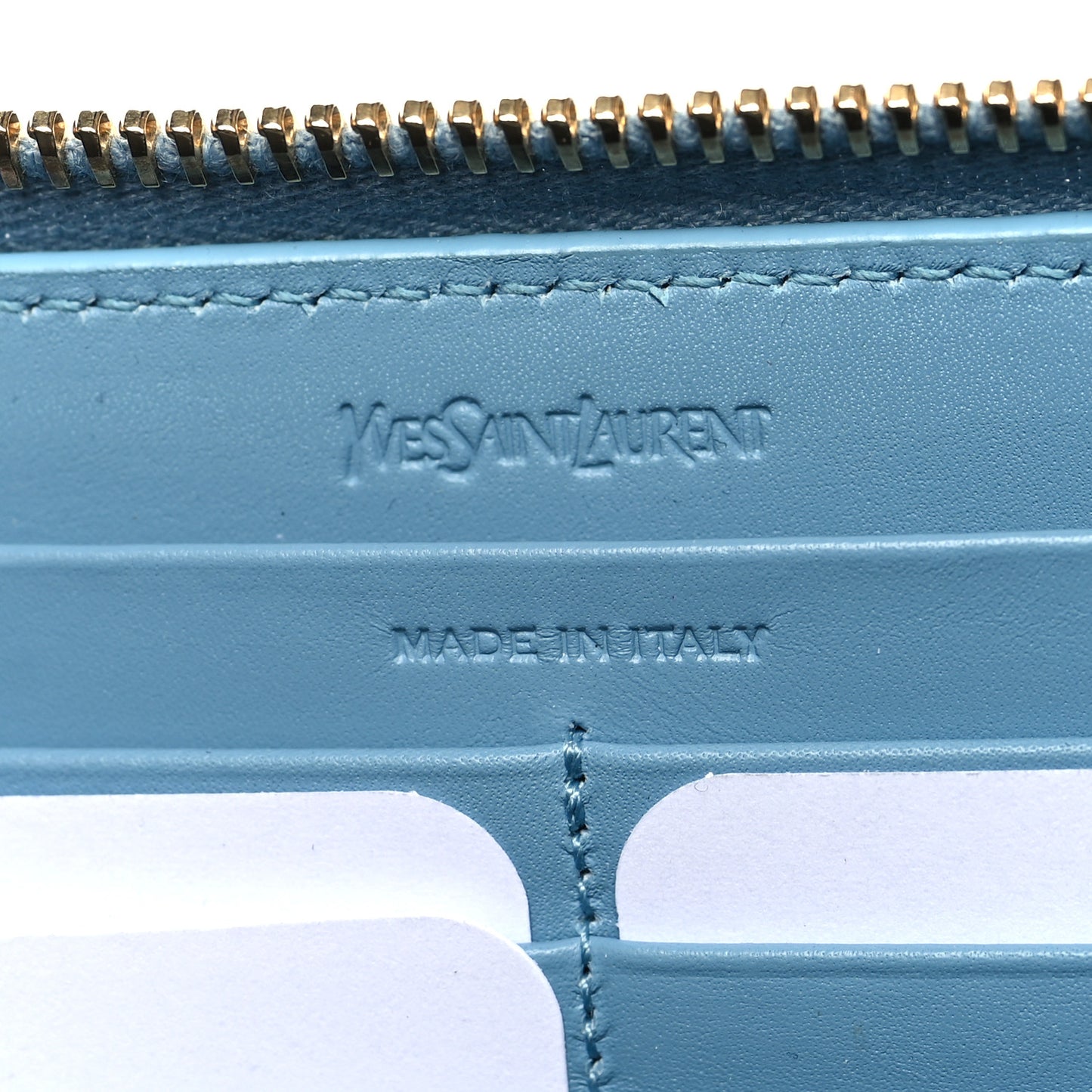 Calfskin Belle De Jour Zip Around Wallet Blue