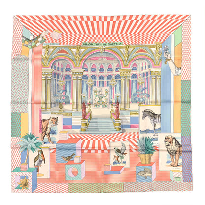 Hermes Silk Grand Theatre Nouveau Scarf 90 White Rose Jaune Pale 1 of 3