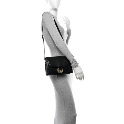 Gucci Textured Calfskin Medium Torchon GG Ring Shoulder Bag Black 2 of 12