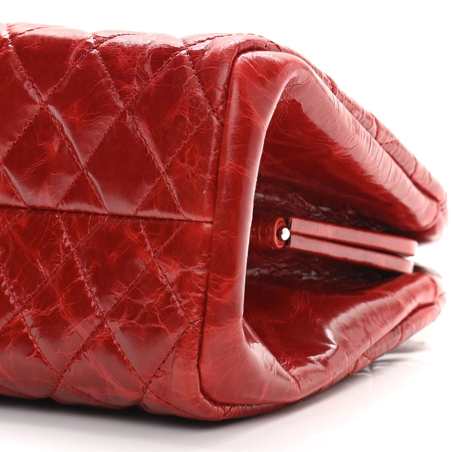 Glazed Calfskin Quilted Medium Just Mademoiselle Red