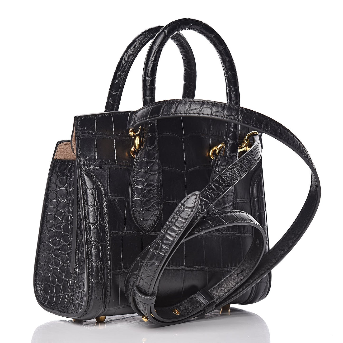 Calfskin Crocodile Embossed Mini Heroine 21 Black