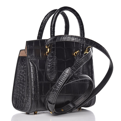 Alexander McQueen Calfskin Crocodile Embossed Mini Heroine 21 Black 3 of 10