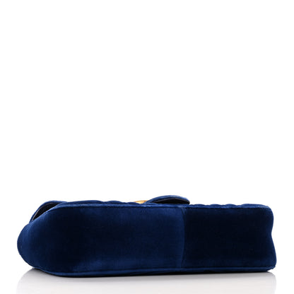 Gucci Velvet Matelasse Mini GG Marmont Shoulder Bag Cobalt Blue 4 of 10