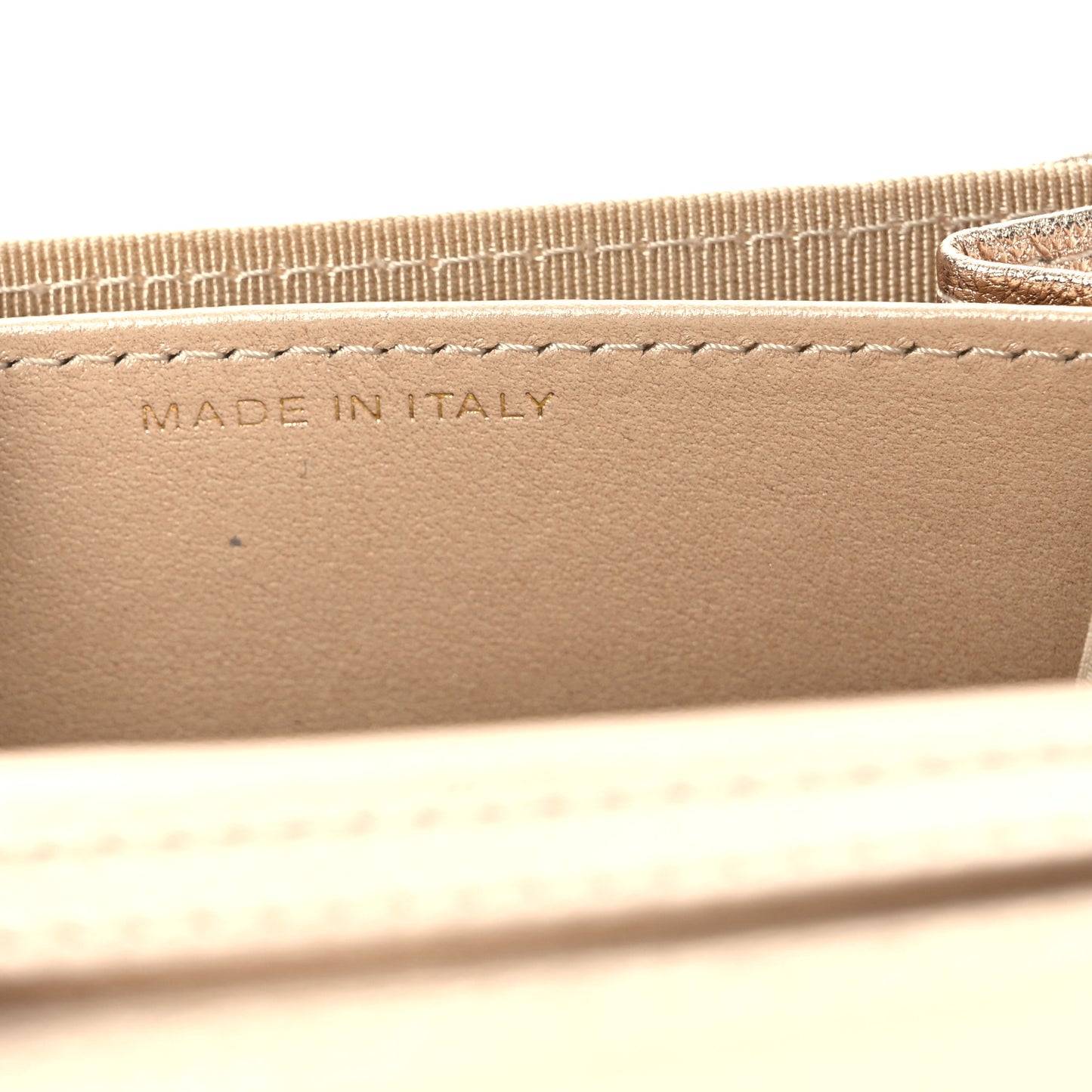 Metallic Lambskin Quilted Flap Card Holder On Chain Gold