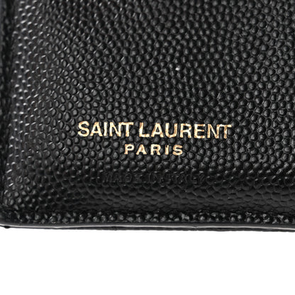 Saint Laurent Grain De Poudre Matelasse Chevron Monogram Zipped Two-Part Wallet Black 6 of 9